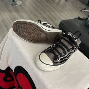 Grey converse with mustaches